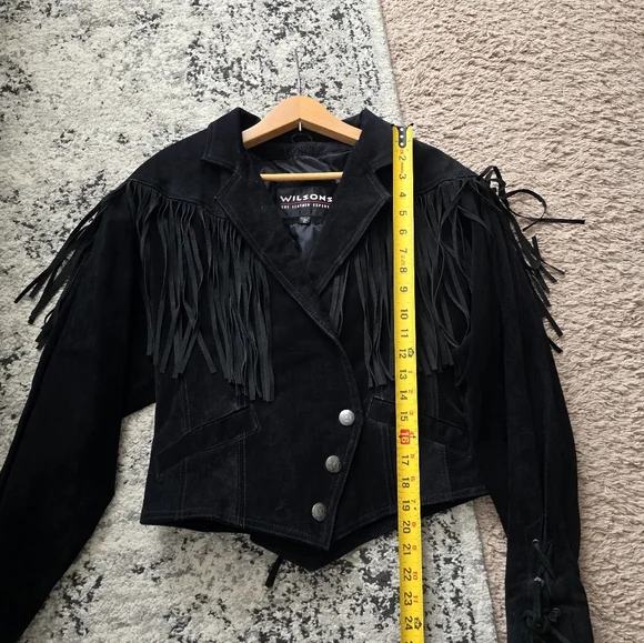 SOLD Vintage Wilsons Leather Suede Fringe Western Jacket Biker Gothic Rodeo - Picture 10 of 14